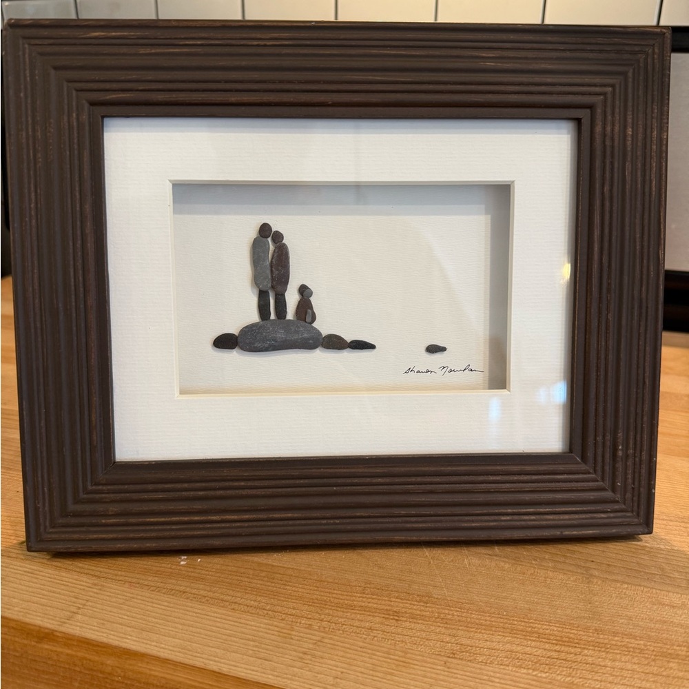 Demdaco Brown Framed Family Pebble Art